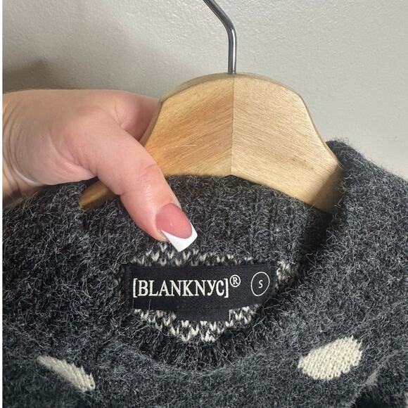 BLANKNYC Polka Dot Sweater Classic Mix-Up Gray White Cozy Knit Fall Pullover S - Picture 2 of 5